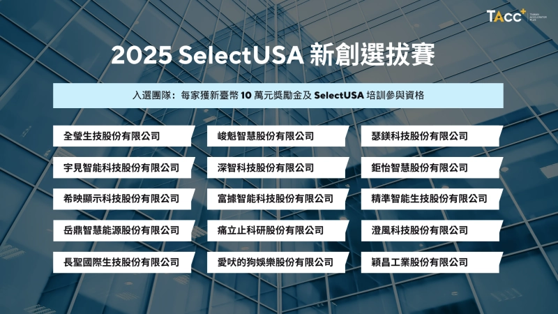 2025 SelectUSA 新創選拔賽 入選公告 - 圖片 1