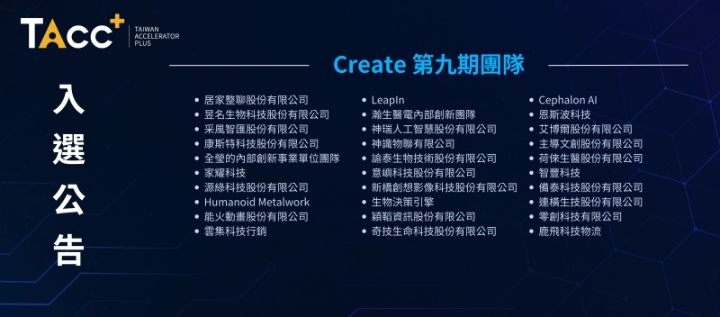 TAcc+ Create 第九期入選公告 - 圖片 1