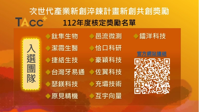 次世代產業新創淬鍊計畫新創共創獎勵計畫  112年度核定獎勵名單 - 圖片 1